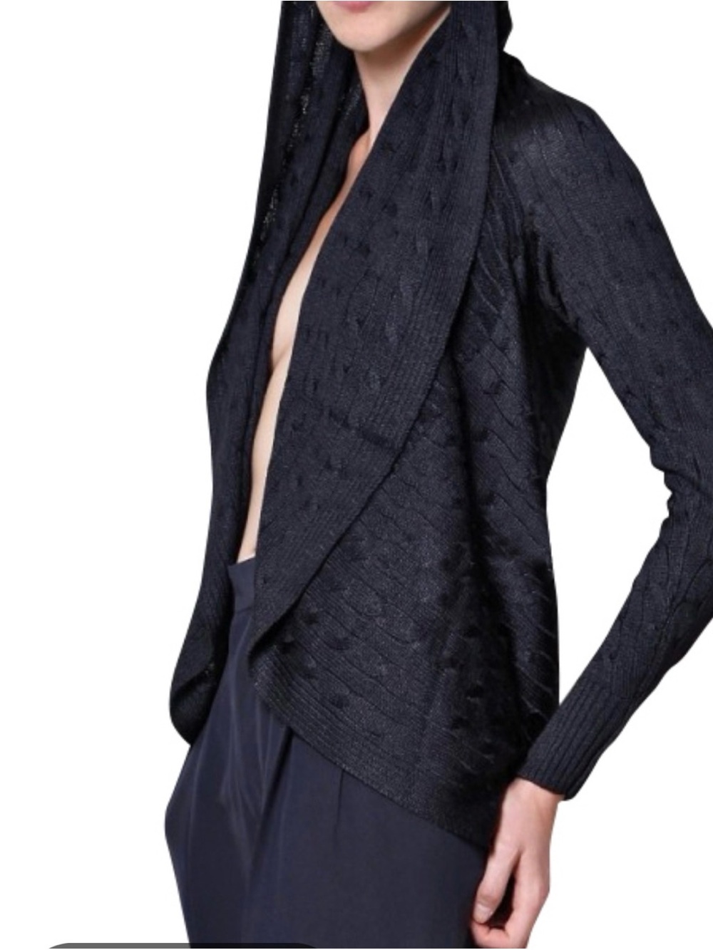 Ralph Lauren Black Label Silk Cable-Knit Circle Cardigan
